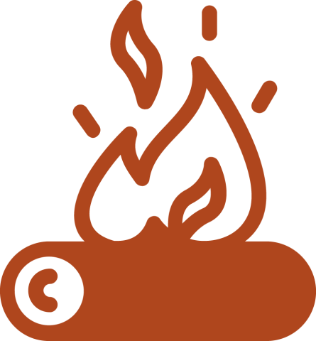 Ember log on fire