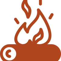 Ember log on fire