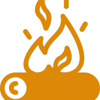 Illustration of a log with a flame