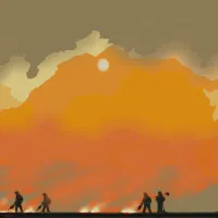Here my target is to represent the controlled fire by FIREFIGHTERS ALONG THE PLAINS in a way IN WHICH IF YOU look upwards, the smoke coming from these Rx fires could be that coming FROM ACTIVE wildland fire. Thus IS A way to emphasize that we are using the same chemical reaction for prevention purposes. Digital tech artwork. JSerra