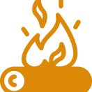 Illustration of a log with a flame